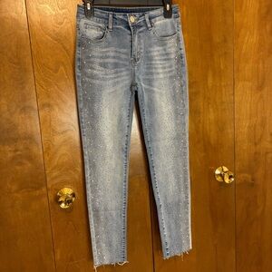 VOCAL Rhinestone Medium Wash Mid-rise
Skinny Ankle Jeans Size Small
